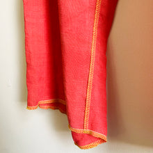 Load image into Gallery viewer, <p>Upcycled from salvaged vintage linen cotton curtain panels, dyed, and upcycled into these loose and flowy, wide leg pants/capri pants. We are all about comfort and versatility! Cord waist string, revealed stitching for color and whimsy. Cotton graphic tee with buck horn vibes.   </p> <p>Handcrafted with love and intention. </p> <ul> <li>Handmade in Santa Cruz, CA</li> <li>One-of-a-kind</li> <li>Size 7-9 youth (wide fit, can also work for bigger sizes as capri pants!</li> </ul>