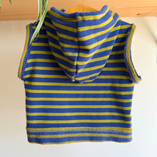 Load image into Gallery viewer, Upcycled from an adult oversized Free People cotton blend top. One front pocket, hoodie and cute little details for one of a kind fly. This piece is a perfect colorful and eclectic layer of love and added warmth! 
Handcrafted with love and intention. 
Upcycled and one-of-a-kind
One front pockets 
Handmade in Santa Cruz, CA
Cold wash