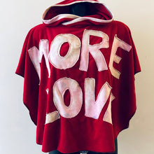 Load image into Gallery viewer, Upcycled from remnant Juicy Couture French Terry scraps and an organic cotton tie-dyed hoodie. Fits many - youth and adult alike! Cozy, lightweight, flowy, with an oversized hoodie. We can never have too much of this: MORE LOVE.

Handcrafted with love and intention.


Upcycled poncho
LOVE vibes
One-of-a-kind
Cold wash
Handmade in Santa Cruz, CA
