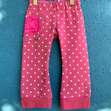 Load image into Gallery viewer, Upcycled from a super durable, thick and cozy hoodie! Cuffed bottoms from the reverse fabric, skinnies, with a Shari Elf &quot;YAY FOR ME&quot; hand screen printed patch!   Handcrafted with love and intention.  Handmade in Santa Cruz, CA One-of-a-kind Positive and whimsical vibes Size 12 -18 mo
