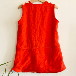 Upcycled from adult linen top and a super soft, vintage cotton pillowcase. Lined, and  perfect to wear as a dress or as a top with leggings.    Handcrafted with love and intention.   Upcycled sleeveless dress One-of-a-kind Lotus vibes Handmade in Santa Cruz, CA Cold wash