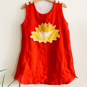 Upcycled from adult linen top and a super soft, vintage cotton pillowcase. Lined, and  perfect to wear as a dress or as a top with leggings.    Handcrafted with love and intention.   Upcycled sleeveless dress One-of-a-kind Lotus vibes Handmade in Santa Cruz, CA Cold wash